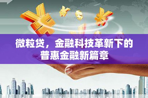 上甘岭微粒贷，金融科技革新下的普惠金融新篇章