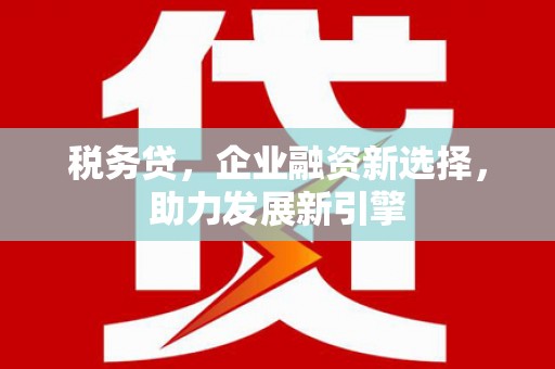 兰州税务贷，企业融资新选择，助力发展新引擎
